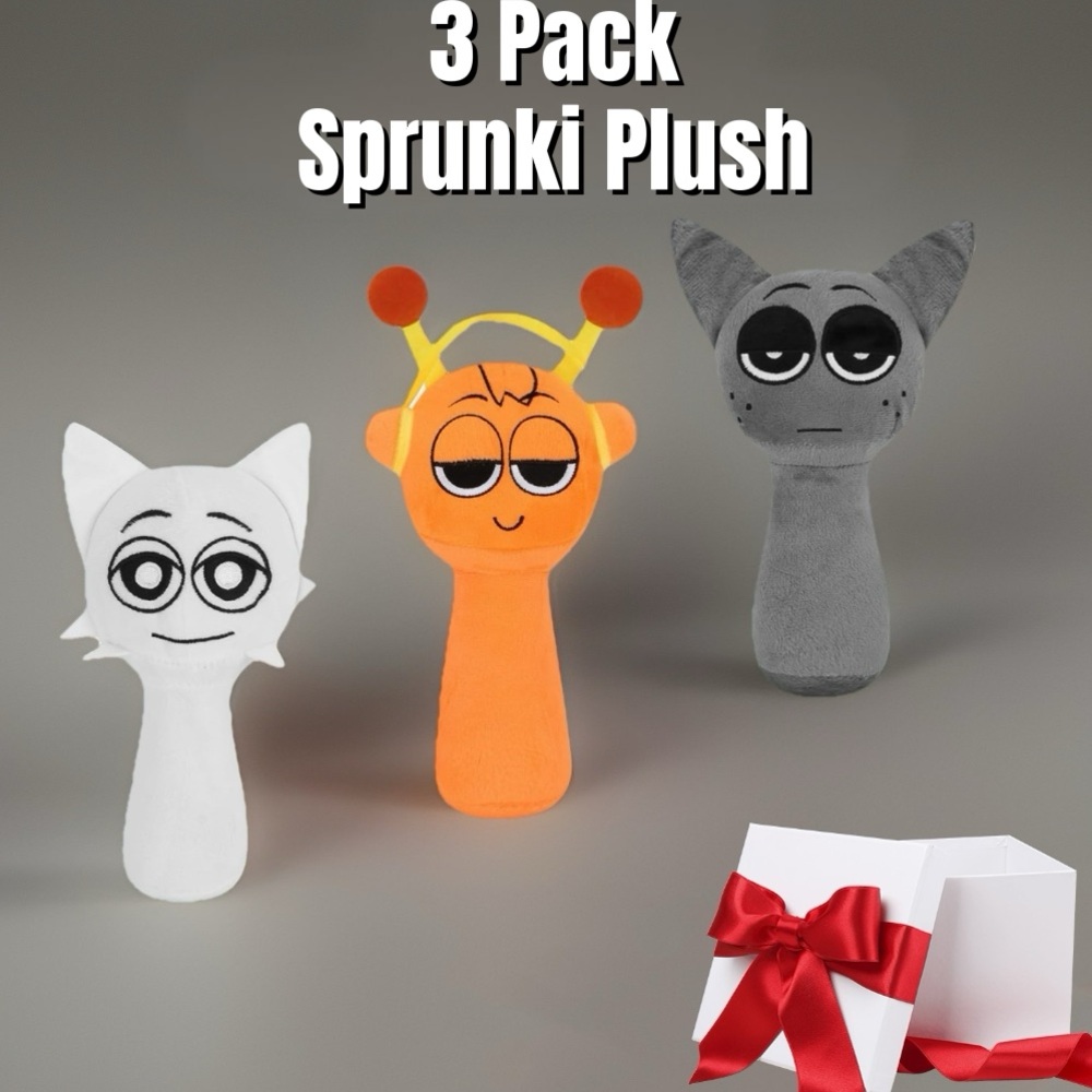 Spunky Plush 3-Pack - Oren, Gray, and Wenda plush